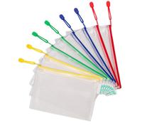 Djois Lot de 8 Pochettes PVC de rangement Zipper à fermeture éclair - Indéchirable - format A5 - Assortis