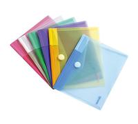 Djois made by Tarifold 6 Enveloppes Porte-documents Plastique Recy ermeture Scratch Format A5-6 couleurs (Bleu, Violet, Vert, Jaune, Rose, Transparent) - 510259