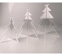 Djois Made by Tarifold 930145 Lot de 3 Sapins de Noël Transparent en Acrylique, 3 Tailles, pour décoration Table de Noël, fêtes
