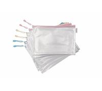 Djois Pochette zippée A4 - Couleurs Pastel - 6 Pcs, renforcée Transparentes, Document Dossier, Zip, Pochette à Fermeture, Mesh Zipper Voyage, Petits Objets, Documents, 3 Couleurs, 509000
