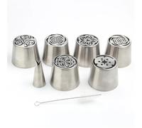DJSKLDF Douille Patisserie Douilles de glaçage à la Guimauve XXL en Acier Inoxydable, Kit d'outils Cuisson pâtisserie avec Brosse et Pointe Passepoil Feuilles 6 pièces