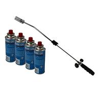 DKB Brûleur à mauvaises herbes avec raccord à baïonnette - Brûleur à gaz - Allumage piézo - Désherbeur - Brûleur à flamme individuel ou avec gaz (brûleur de mauvaises herbes avec 4 cartouches de gaz)