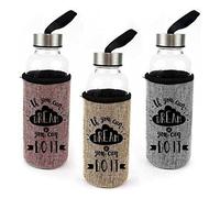 DKD Home Decor Bewinner Bouteille d'eau en verre housse lin 300 ml