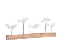 DKD Home Decor Figurine décorative en Forme de Spirale en Bois de manguier en résine Marron Antique Blanc 77 x 8 x 31 cm