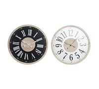 DKD Home Decor Horloge Murale Blanche et Noire, en MDF (60 x 4,5 x 60 centimètres)