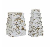 Dkd home decor Jeu de boîtes empilables - Blanc