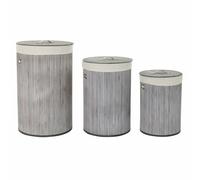 Dkd home decor panier à linge bambou - Gris