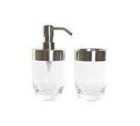 DKD Home Decor Set de Salle de Bain Transparent et argenté, en Aluminium (10 x 7,5 x 16,5 cm)
