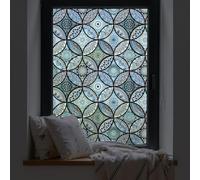 dktie Film décoratif pour fenêtre, peinture sur verre, film pour fenêtre, film de protection de la vue, film en verre dépoli, cercles, statique, adhésif, protège la vie privée, autocollant pour