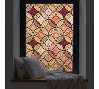 dktie Film décoratif pour fenêtre, peinture sur verre, film statique adhésif pour verre dépoli, motifs de cercles, protège la vie privée, autocollant pour fenêtre (Orange, 44,5 x 200 cm)
