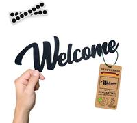 DKWRK3D Plaque de bienvenue adhésive - En plastique - Inscription « Willkommen » pour porte - Décoration murale de couloir - Décoration murale - Plaque de bienvenue - Sticker mural d'entrée