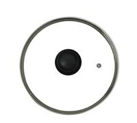 DL SERVICE Couvercle Ø24 cm en Verre pour Casseroles et Poêles avec trou de Vapeur, Verre résistant pour bien contenir la vapeur, rebord en Acier Inoxydable bouton anti-brûlure