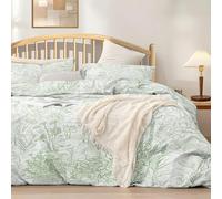 DlaQoryx Housse de Couette 90x190 cm Plantes Tropicales Parure de Lit Enfant 1 Personne Vert Sauge Floral, Ensemble Literie Imprimé Réversible avec 1 Taies d'oreiller 65x65 cm