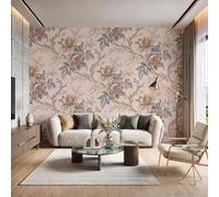 DLERFLOVR Papier Peint Panoramique Roses, Nœuds, Papier Peint Style Floral Doux Soie Tapisserie Blanc Chaud Décoration Murale pour Salon, Chambre, Bureau, Salle à Manger 200x140cm
