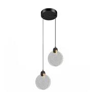 DLGLOLIN 2 Têtes LED Suspension Luminaire Suspendu Double Abat-jour Acrylique à Bulles Effet Étoilé, Structure en Fer Noir, Lampe Déco pour Escalier, Îlot de Cuisine, Table de Salle à Manger, Chambre