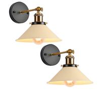 DLGLOLIN 2X Applique Murale Rétro Abat-jour Ø22cm Beige Forme de Parapluie E27 Luminaire en Métal Vintage Plafonnier pour Couloir