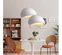 DLGLOLIN 2X Suspension Vintage Lustre de Milieu du Siècle, Abat-jour en Résine de Dôme Blanc Ø50cm, E27 Luminaire de Couloir Salon