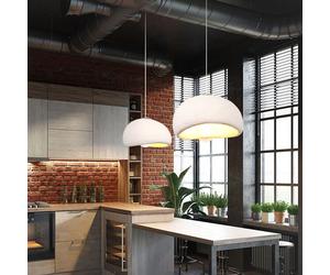 DLGLOLIN 2X Suspension Vintage Lustre de Milieu du Siècle, Abat-jour en Résine de Dôme Blanc Ø60cm, E27 Luminaire de Couloir Salon