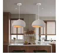 DLGLOLIN 2X Suspension Vintage Lustre de Milieu du Siècle, Abat-jour en Résine de Dôme Gris Ø30cm, E27 Luminaire de Couloir Salon