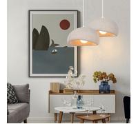 DLGLOLIN 2X Suspension Vintage Lustre de Milieu du Siècle, Abat-jour en Résine de Dôme Gris Ø40cm, E27 Luminaire de Couloir Salon