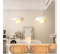 DLGLOLIN 2X Suspension Vintage Lustre de Milieu du Siècle, E27 Luminaire Abat-jour en PVC Ø40cm Imitant le Grain de la Pierre,