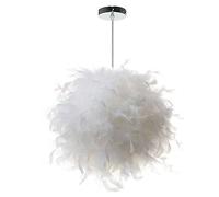 DLGLOLIN Lampe Suspendue en Plumes Blanche Intérieur Décoration Lustre Suspension E27 Plafonnier Luminaires Plume pour Chambre Enfant Fille Bebe