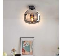 DLGLOLIN Plafonnier Industriel en Verre Fumé, E27 Luminaire Vintage, Plafonnier Globe Semi-Encastré, Éclairage du Milieu du Siècle