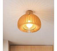 DLGLOLIN Plafonnier Moderne Créatif Lampe de Plafond en Bois Éclairage Luminaire en Forme de Citrouille Vintage Mini Plafonnier pour Couloir Salon Balcon Chambre, 18cm