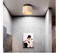 DLGLOLIN Plafonnier Semi-encastré en Travertin Jaune E27 Luminaire Moderne Nordique Cylindrique Ø12*H10cm, Lumière Chaude - B