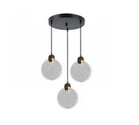 DLGLOLIN Suspension LED 3 Lampes Intérieure Luminaire Suspendu Acrylique, Lampe de Plafond Moderne Noir pour Salle à Manger, Îlot de Cuisine, Escalier