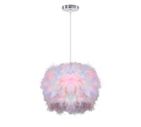 DLGLOLIN Suspension Luminaire en Plumes Colorées Lustre Chambre Ado Fille E27 Lampe Suspendue Intérieur Décoration Plafonnier pour à Coucher Salon, 30CM