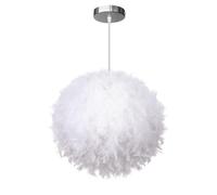 DLGLOLIN Suspension Luminaire Plume Lustre Intérieur Abat-Jour en Blanc Plumes Lampe Suspendue Ado Déc Plafond Fille Plafonnier pour Chambre Couloir Salon