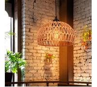 DLGLOLIN Suspension Vintage Lustre Cage Demi-Ronde en Papier Tissé Ø25CM, E27 Lampe de Plafond Moderne pour Couloir Salon