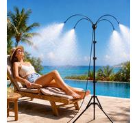 DLPL Brumisateurs debout pour terrasse extérieure, système de brumisation portable avec hauteur réglable de 1,5 m, tuyau d'arrosage de 8 m et base trépied stable pour refroidissement de jardin