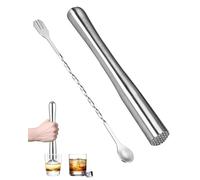 DLPRK 1 Pièce Pilon Cocktail en Acier Inoxydable avec Cuillère à Mélange 26 cm pour Caipirinha Mojito Bar Maison