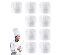 DLPRK 10 Pièces Toque de Cuisinier Jetable Blanche Respirante et Hygiénique - Protection Cheveux pour Cuisiniers, Boulangers, Gastronomie et Fêtes
