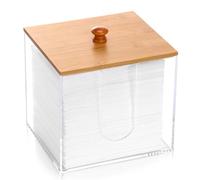 DLUGOPIS Boîte de rangement jetable pour serviettes de visage avec couvercle en bambou XL en acrylique pour serviettes de visage - Porte-serviettes de nettoyage - Boîte de séchage pour serviettes de