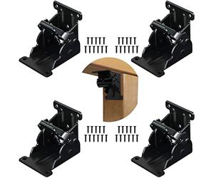 Dluno Lot de 4 Supports Pliables de 0 à 90 degrés pour Pieds de Table Robustes - Noir - Charnières autobloquantes avec vis pour Pieds de Table, Chaise, lit, Pieds de Cuisson