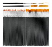 DLUSZERT Lot de 100 pinceaux noirs, 50 pinceaux ronds et 50 pinceaux plats, petits pinceaux d'artiste pour les détails, pinceaux de détail en nylon pour travaux manuels, art peinture miniature