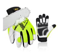 DLY Gants de protection contre les coupures pour tronçonneuse pour homme | Doublure UHMWPE, anti-coupure, paume cuir, tactile, résistant, antidérapant, confortable, foresterie, jardinage, métallurgie