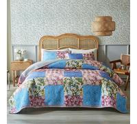 DMBAOD Dessus De Lit 2 Personnes Patchwork Couvre Lit Matelasse De Luxe Boutis Coton Décoratif Courtepointe Jeté De Lit Multifonction avec 2 Taies d'oreiller D 264x230cm