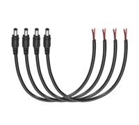 DMiotech Lot de 4 câbles d'alimentation CC en queue de cochon, 30 cm | Câble d'alimentation mâle 5,5 x 2,1 mm vers fil nu à extrémité ouverte 30 cm pour bande LED CCTV panneau solaire réparation