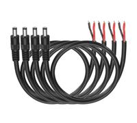 DMiotech Lot de 4 câbles d'alimentation CC en queue de cochon, 50 cm | 5,5 x 2,1 mm prise mâle vers fil nu fil d'alimentation à extrémité ouverte 50 cm pour bande LED CCTV panneau solaire
