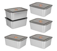 DMJJSD Lot de 6 boîtes à déjeuner en acier inoxydable avec couvercles - 600 ml - Boîte à bento avec joint de rechange - Passe au four, au congélateur et au lave-vaisselle