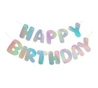 Dmnnlp Guirlande « Happy Birthday » de 5,5 m - Décoration d'anniversaire irisée - Guirlande « Happy Birthday » - Pour fille - Sirène - Décoration d'anniversaire pour enfants et adultes