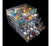 Dmnnlp Petite boîte d'affichage pour roches, 5 tiroirs 120 cases (3x3cm), boîte de collection de roches en acrylique transparent, boîtes d'affichage pour collection de petites roches et pierres