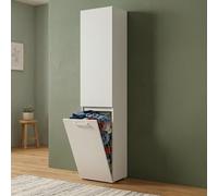 Dmora - Agapanto Armoire Polyvalente 2 Portes, buanderie 2 Portes, Colonne de Salle de Bain avec Panier à Linge, 100% Made in Italy, 45x37h195 cm, Blanc