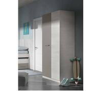 Dmora - Armoire 2 portes Abilene, 90 x 52 x 200 cm, blanc, marron, Panneau effet bois