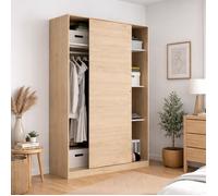 Dmora - Armoire 2 portes Alyson, 120x50xh204 cm, Chêne, Panneau effet bois
