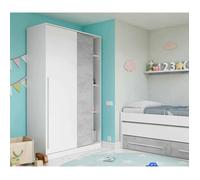 Dmora - Armoire 2 portes Aristode, 120x50xh200 cm, Ciment, Blanc, Panneau effet bois